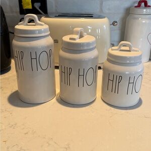 Rae Dunn White 'Hip Hop' Canister Set